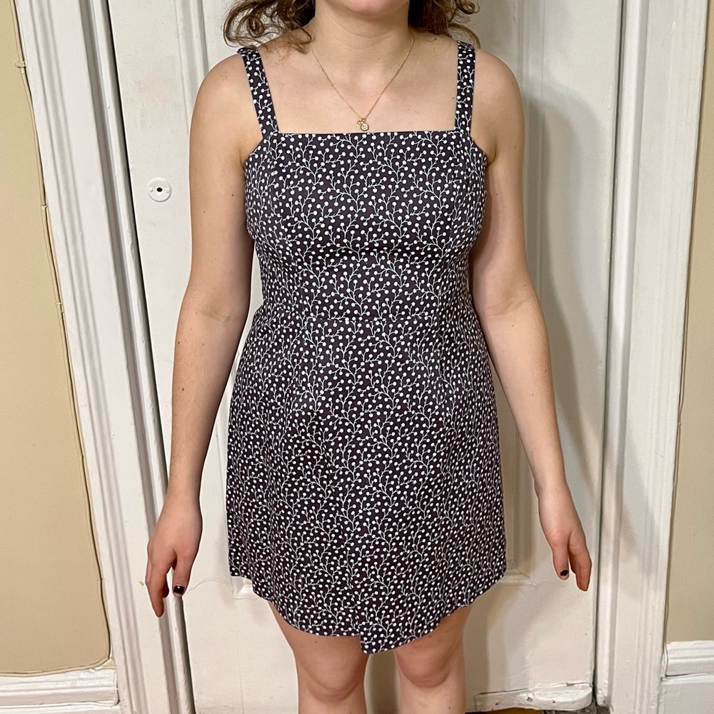 French Connection Mini Dress - Purple and White Flower Pattern - Size 4